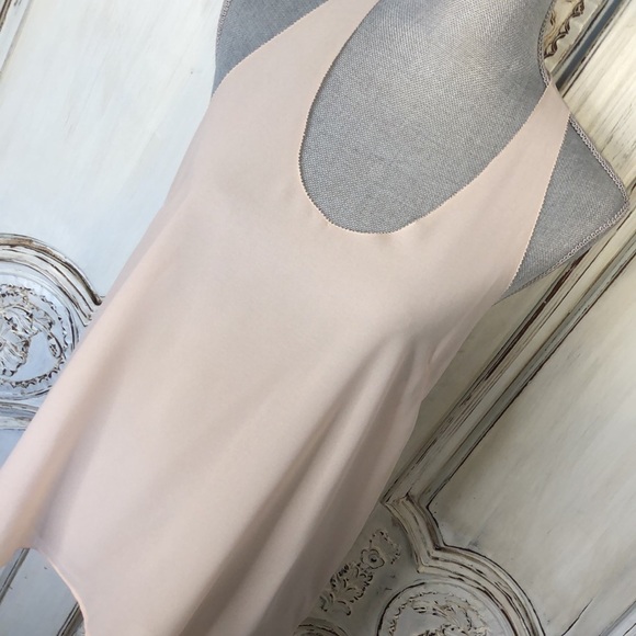 A.PEACH Unique Multi Bows Racer Back Sheer Soft Blush Top Size Large - Picture 3 of 9